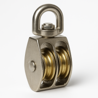 Блок стальной двойной с никелированным роликом и вертлюгом 25 мм 1" 30 шт