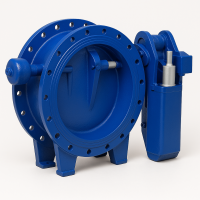 Поворотный обратный клапан с противовесом и гидравлическим приводом Tecofi CP4241 Ду-1000 Ру-16