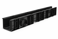 Водоотводный лоток DN100 H134 в сборе с усиливающей насадкой и чугунной решеткой класс Е600