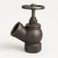 Клапан 51 мм чугун угловой 125 градусов муфта цапка