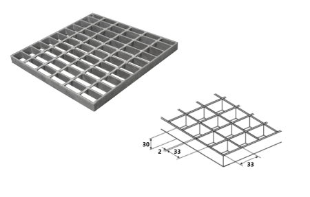 Прессованный настил 30x2 (33х33) 500x1000