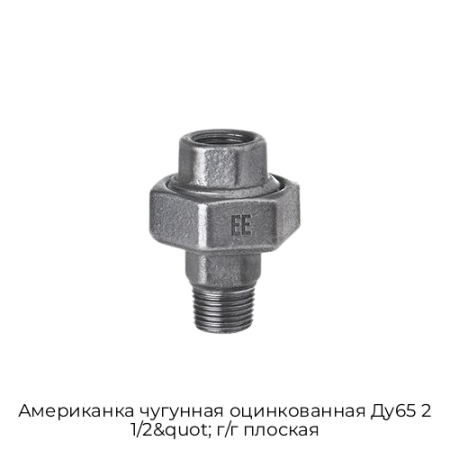 Американка чугунная оцинкованная Ду65 2 1/2&quot; г/г плоская