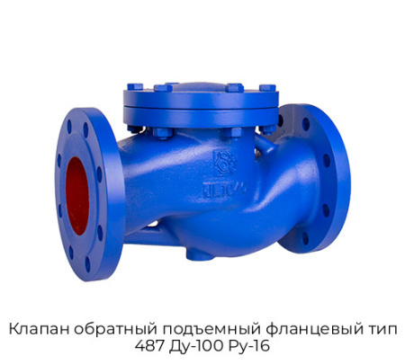 Клапан обратный подъемный фланцевый тип 487 Ду-100 Ру-16