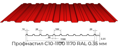 Профнастил С10-1100 1170 RAL 0.35 мм
