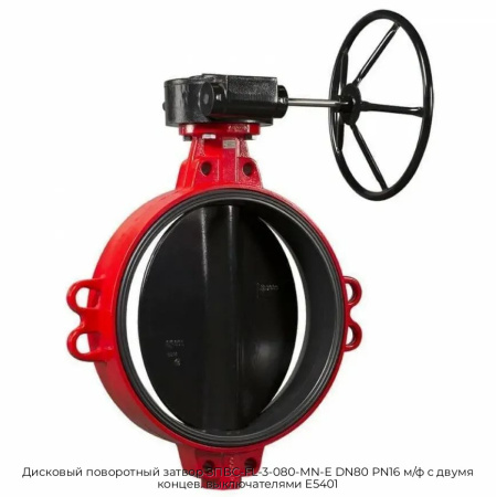 Дисковый поворотный затвор ЗПВС-FL-3-080-MN-E DN80 PN16 м/ф с двумя концев. выключателями E5401