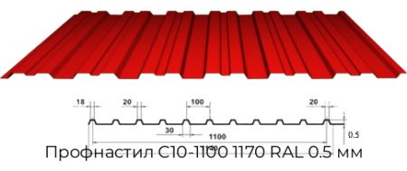Профнастил С10-1100 1170 RAL 0.5 мм