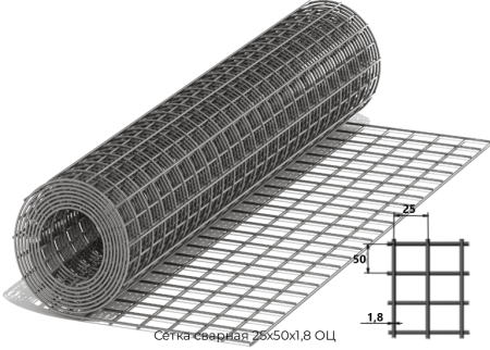 Сетка сварная 25х50х1,8 ОЦ
