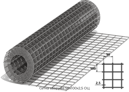 Сетка сварная 50х100х2,5 ОЦ