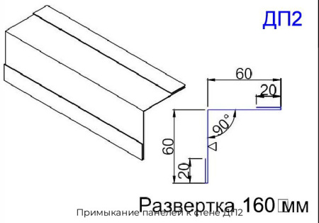 Примыкание панелей к стене ДП2