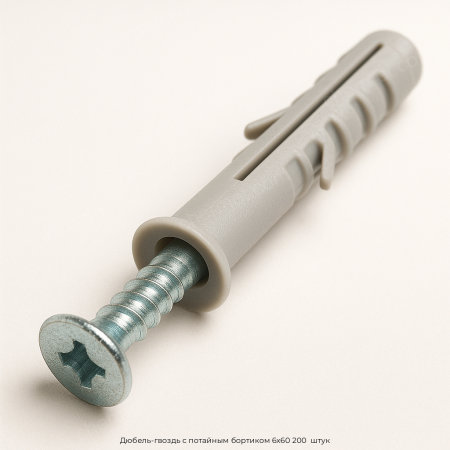 Дюбель-гвоздь с потайным бортиком 6x60 200  штук