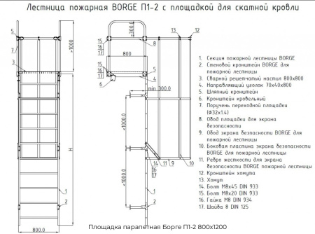 Площадка парапетная Борге П1-2 800х1200