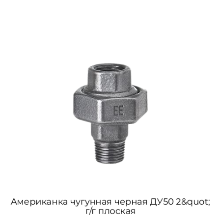Американка чугунная черная ДУ50 2&quot; г/г плоская
